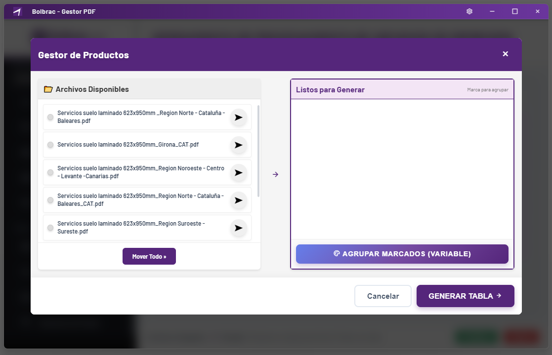 Bolbrac product screen