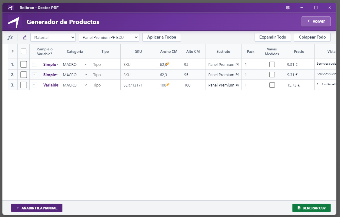 Bolbrac product screen