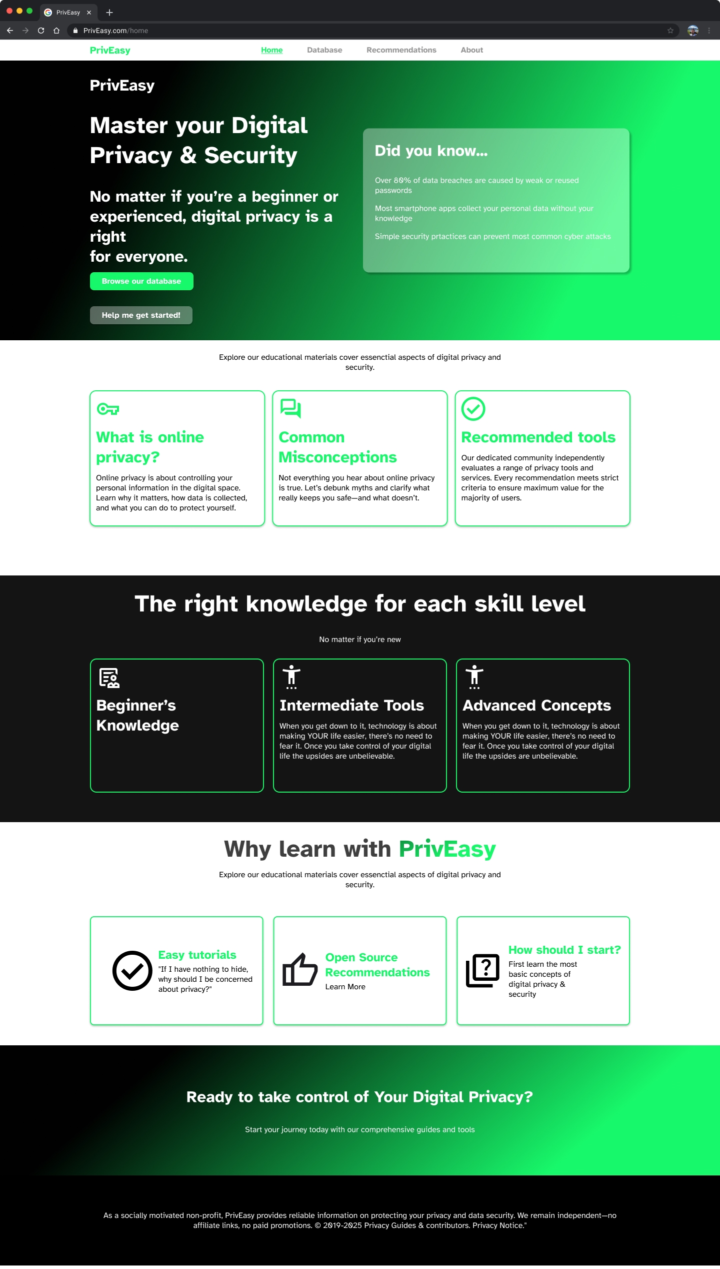 PrivEasy product screen
